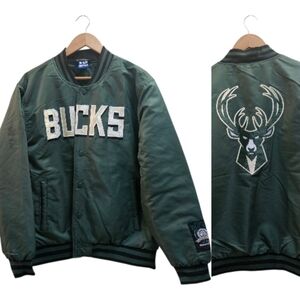 NBA Milwaukee Bucks Eastern Conference Bomber Jacket Size L Green Unisex